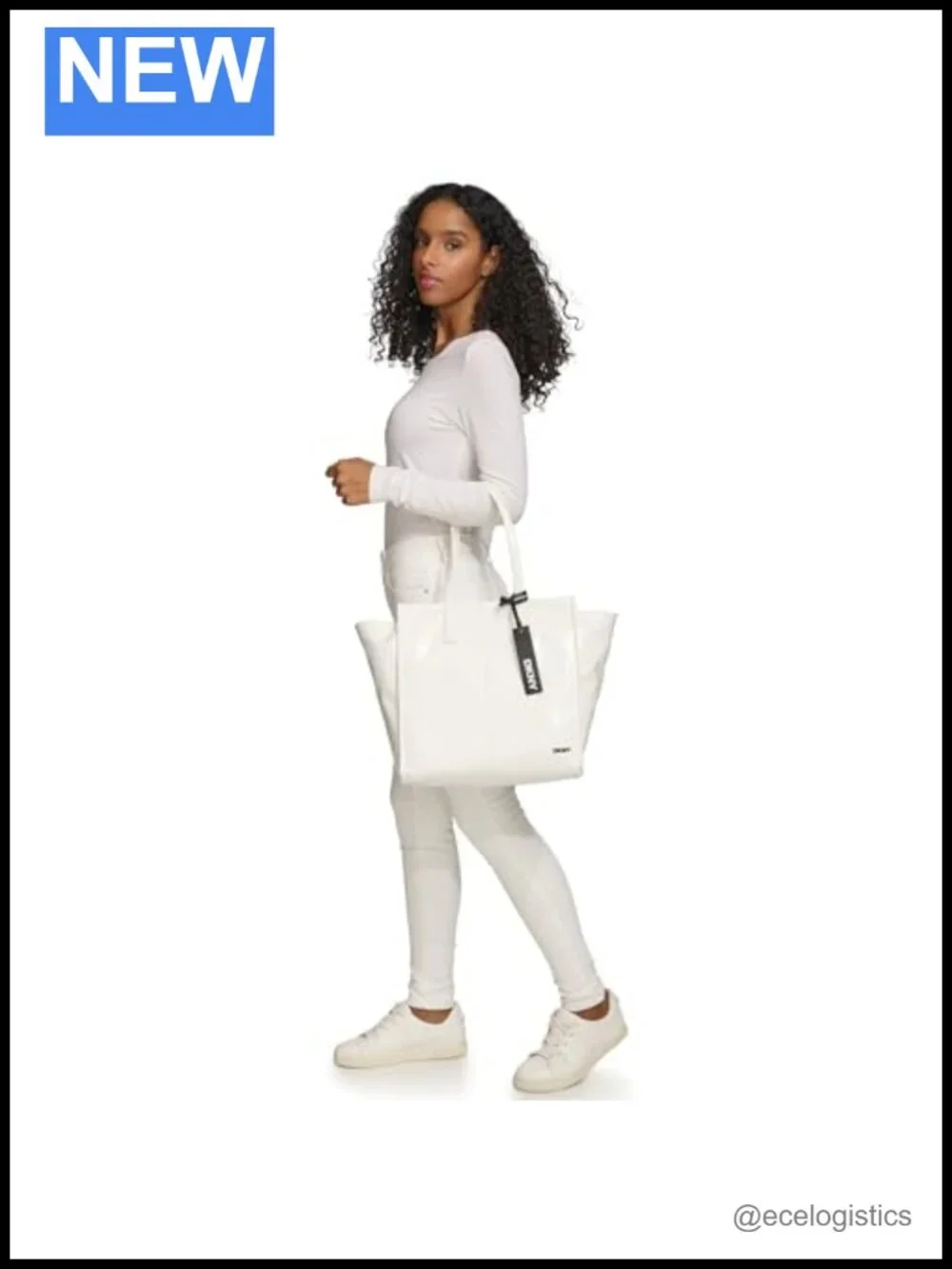 Medium Tote Handbag Faux Leather Top Zip Closure Vegan